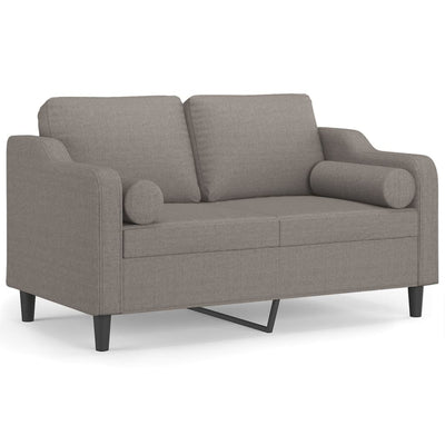 2-personers sofa med pyntepuder 120 cm stof gråbrun