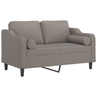 2-personers sofa med pyntepuder 120 cm stof gråbrun