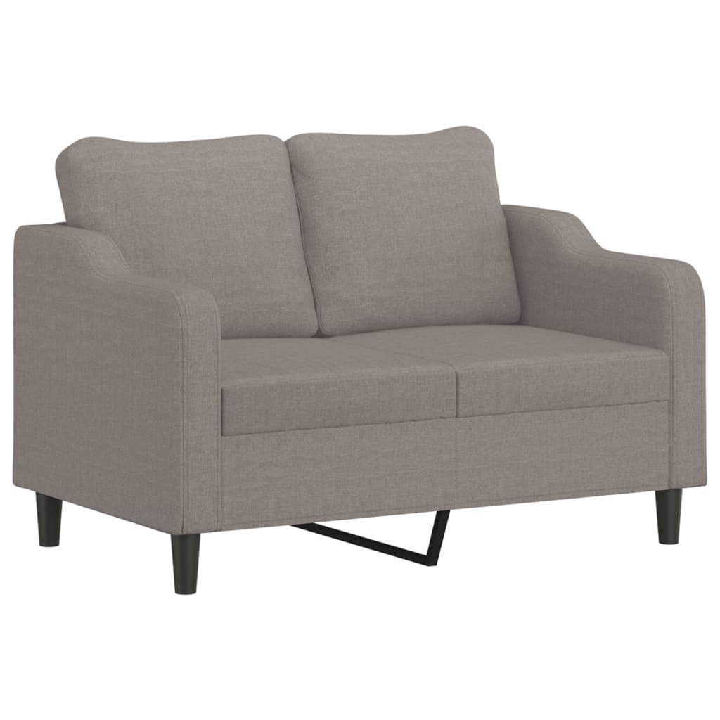 2-personers sofa med pyntepuder 120 cm stof gråbrun