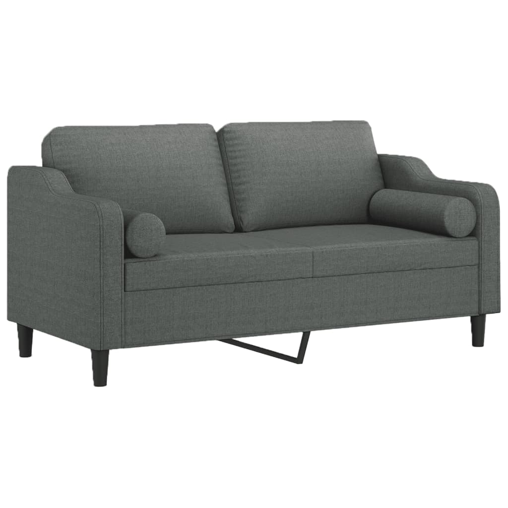 2-personers sofa med pyntepuder 140 cm stof mørkegrå