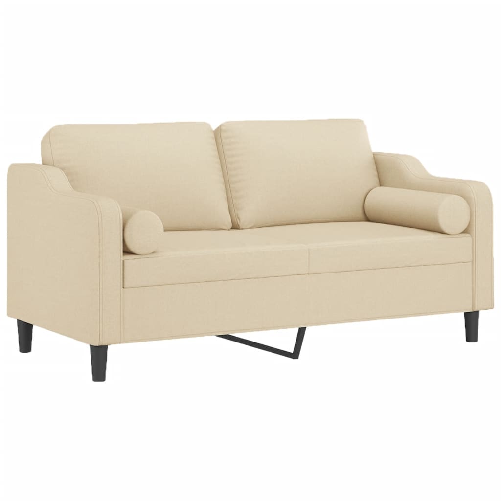 2-personers sofa med pyntepuder 140 cm stof cremefarvet