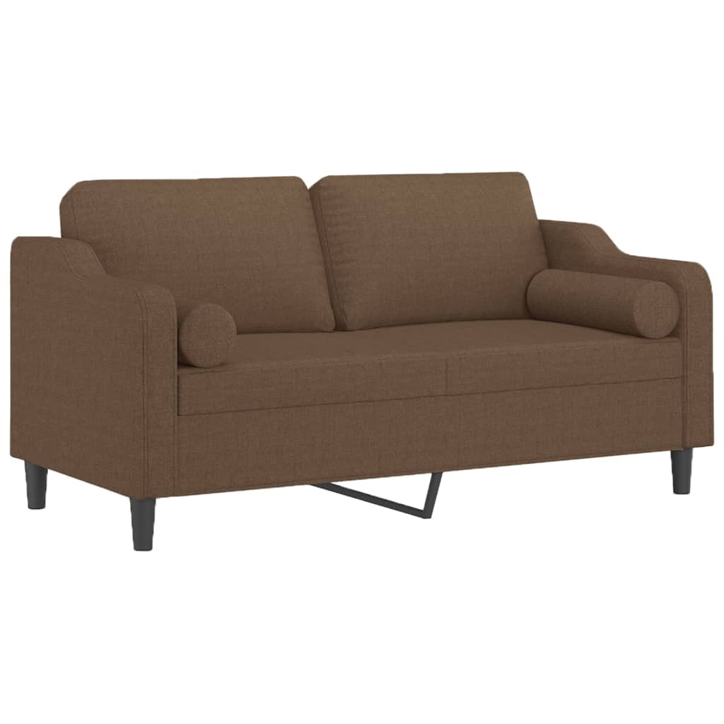 2-personers sofa med pyntepuder 140 cm stof brun