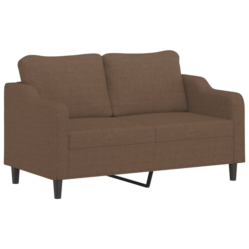 2-personers sofa med pyntepuder 140 cm stof brun