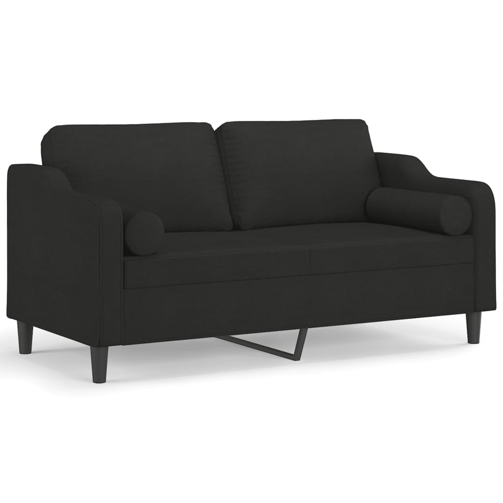 2-personers sofa med pyntepuder 140 cm stof sort