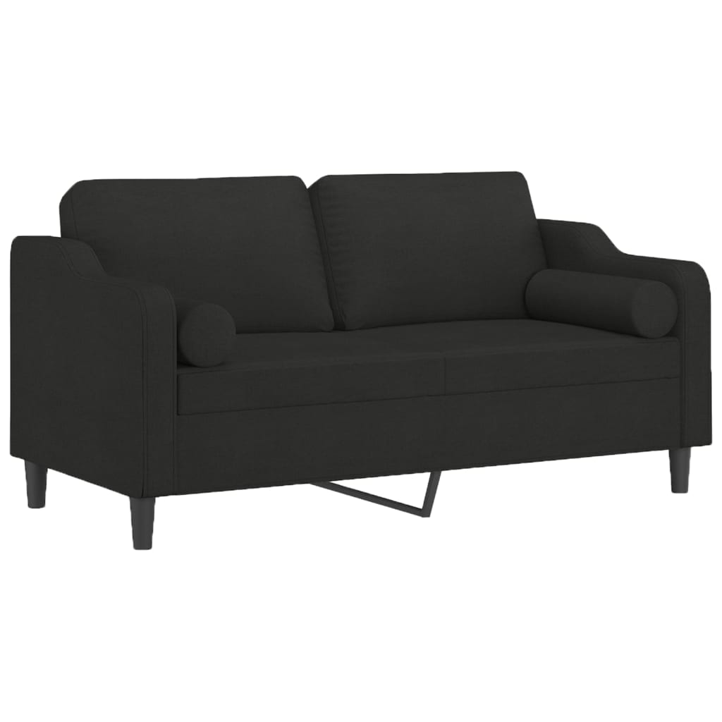 2-personers sofa med pyntepuder 140 cm stof sort