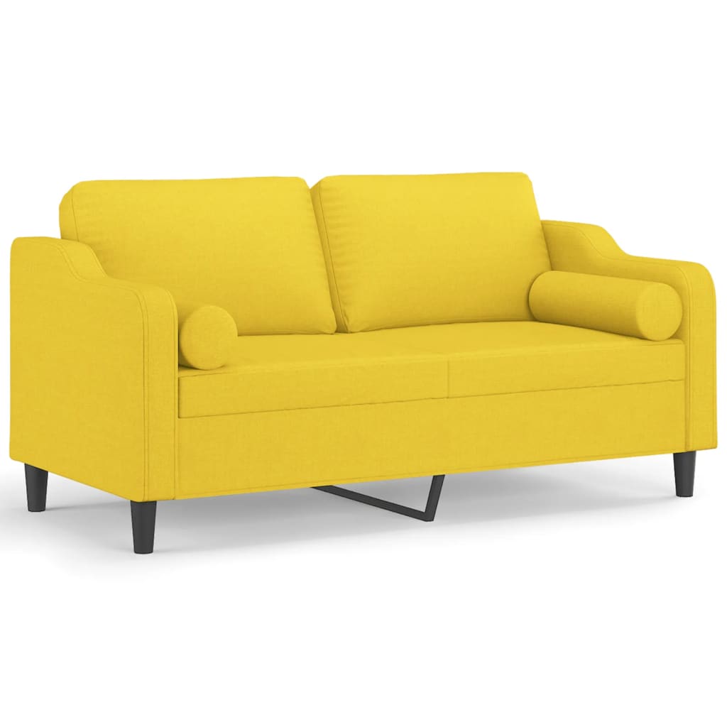 2-personers sofa med pyntepuder 140 cm stof lysegul