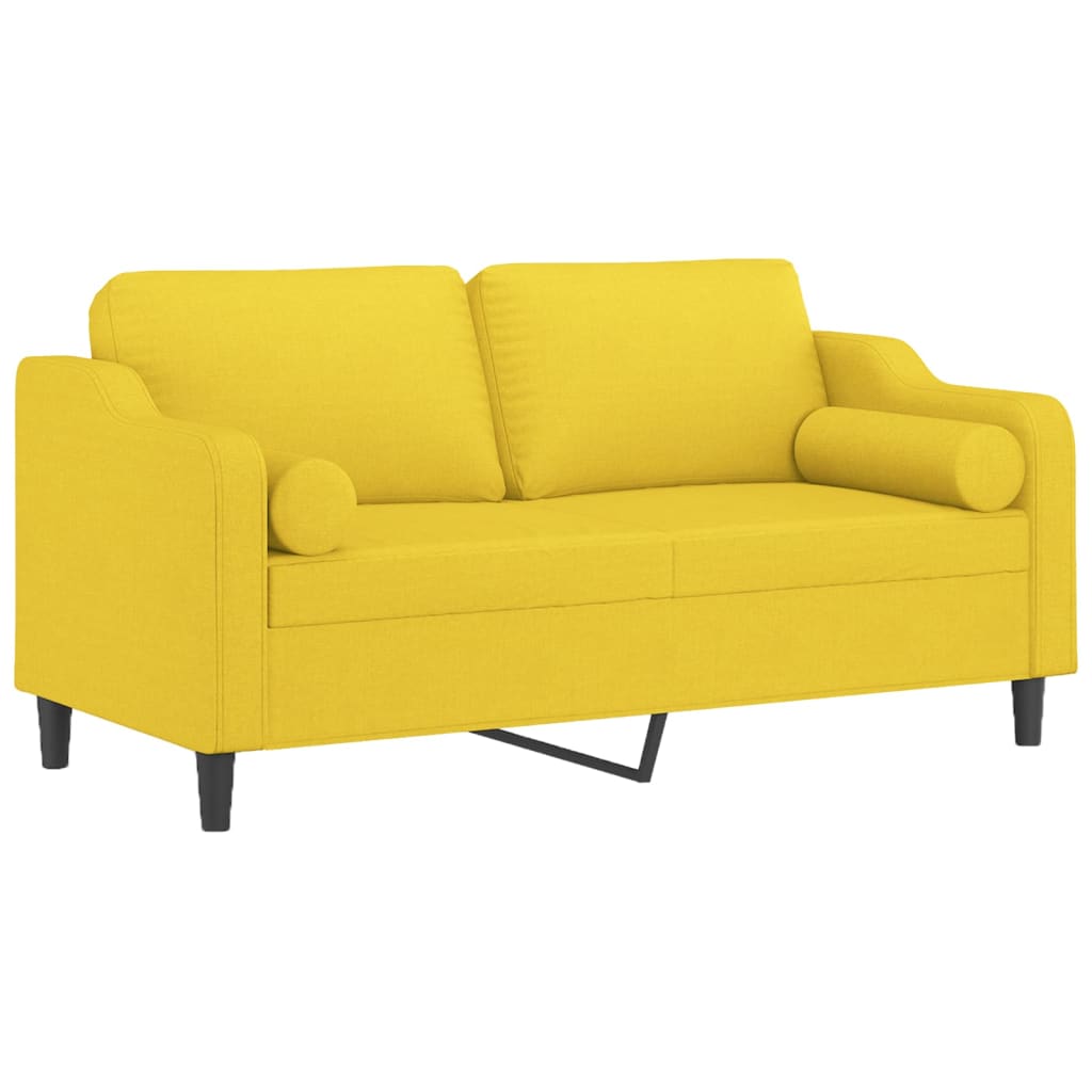 2-personers sofa med pyntepuder 140 cm stof lysegul