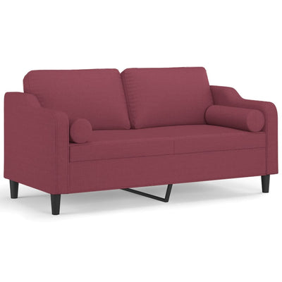 2-personers sofa med pyntepuder 140 cm stof vinrød