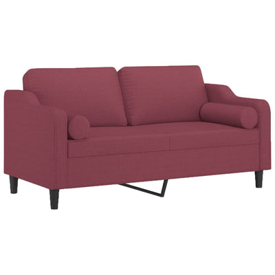 2-personers sofa med pyntepuder 140 cm stof vinrød