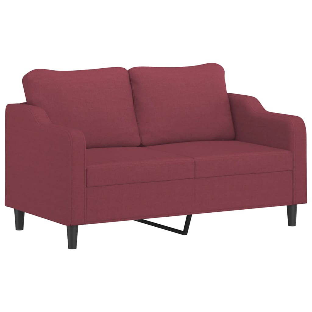 2-personers sofa med pyntepuder 140 cm stof vinrød