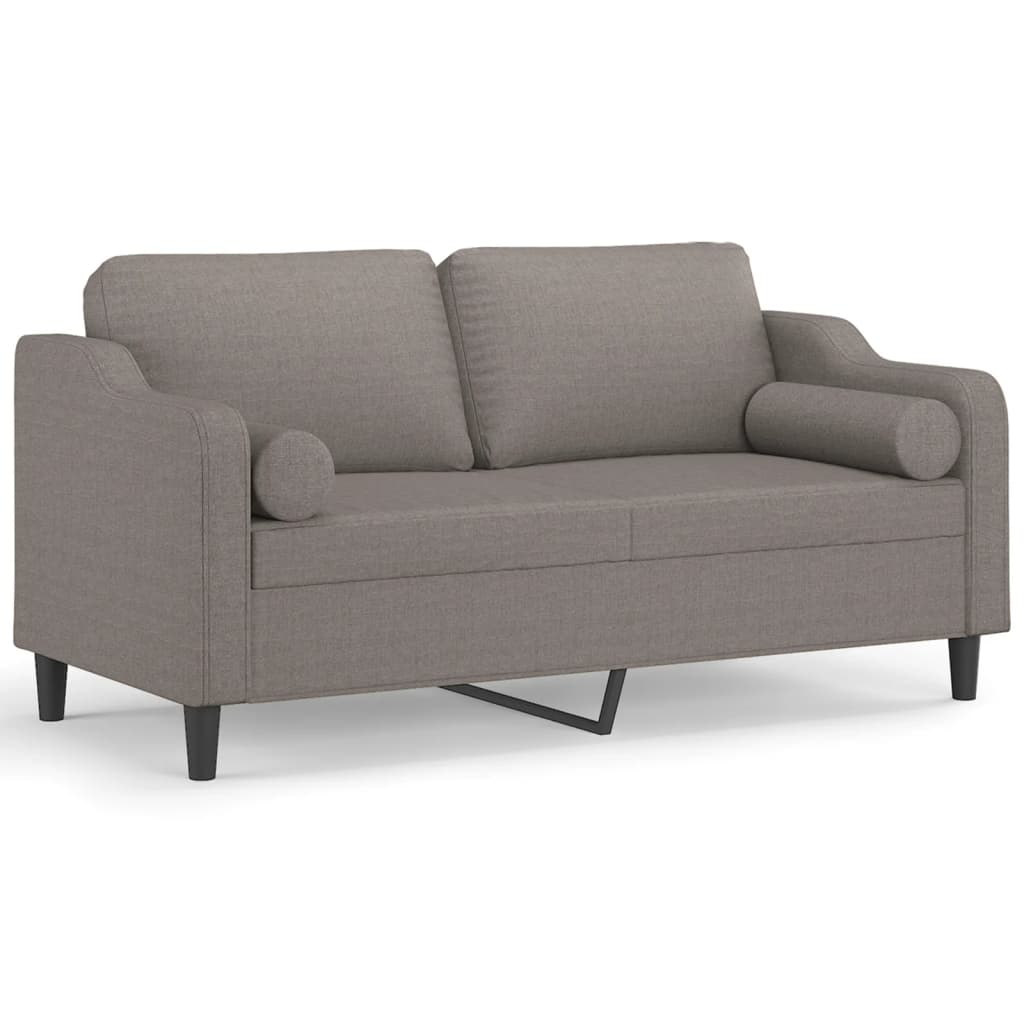 2-personers sofa med pyntepuder 140 cm stof gråbrun