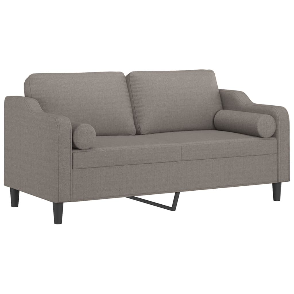 2-personers sofa med pyntepuder 140 cm stof gråbrun