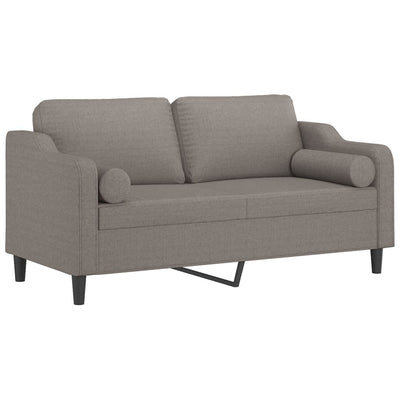 2-personers sofa med pyntepuder 140 cm stof gråbrun