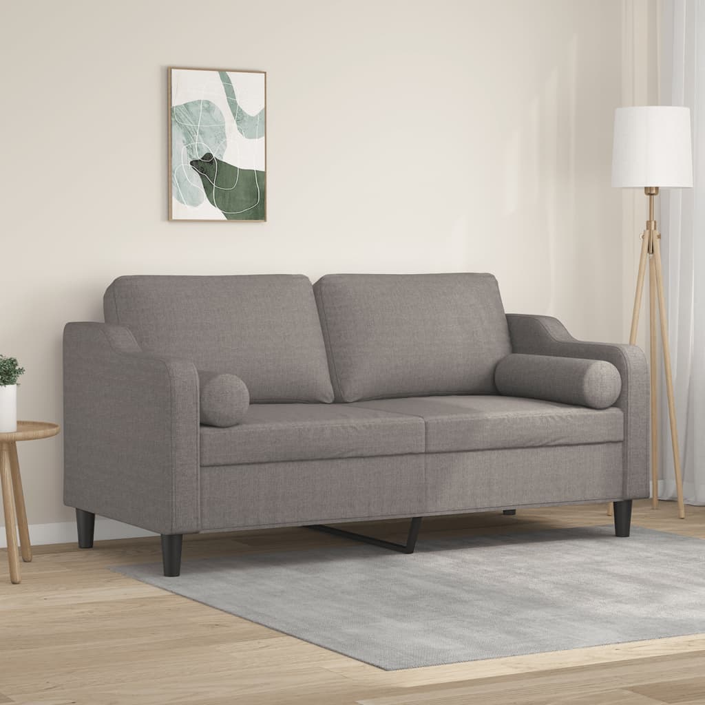 2-personers sofa med pyntepuder 140 cm stof gråbrun