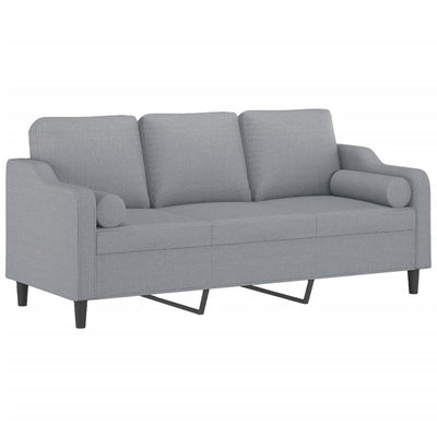 3-personers sofa med pyntepuder 180 cm stof lysegrå