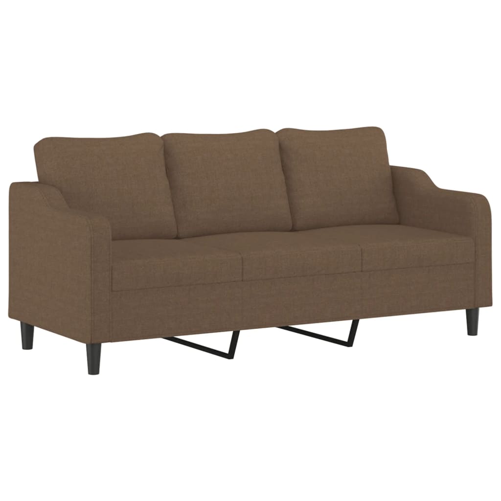 3-personers sofa med pyntepuder 180 cm stof brun