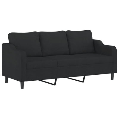 3-personers sofa med pyntepuder 180 cm stof sort