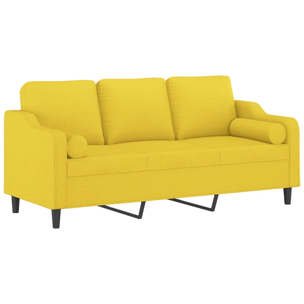 3-personers sofa med pyntepuder 180 cm stof lysegul