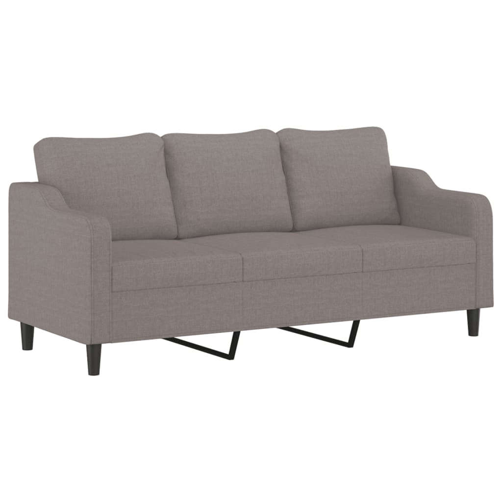 3-personers sofa med pyntepuder 180 cm stof gråbrun