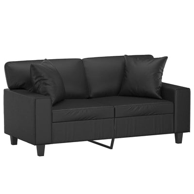 2-personers sofa med pyntepuder 120 cm kunstlæder sort