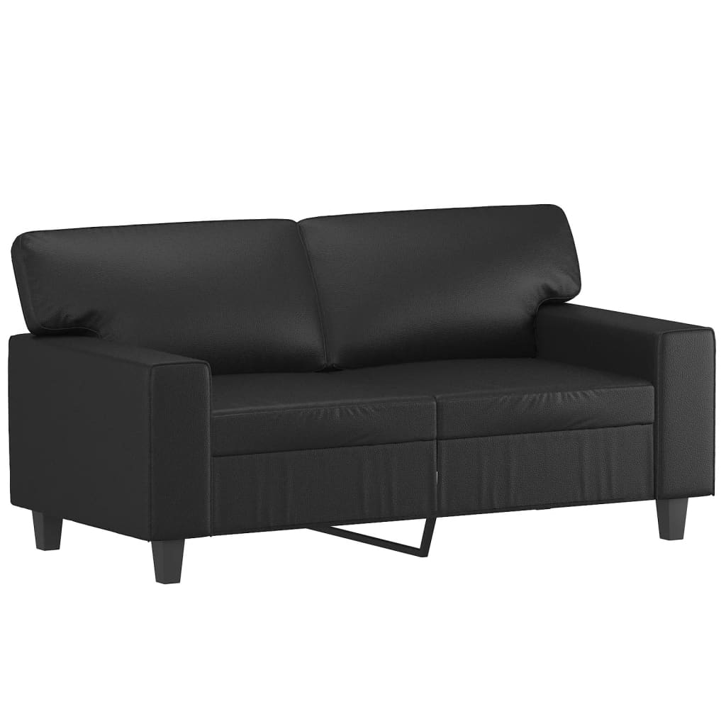 2-personers sofa med pyntepuder 120 cm kunstlæder sort