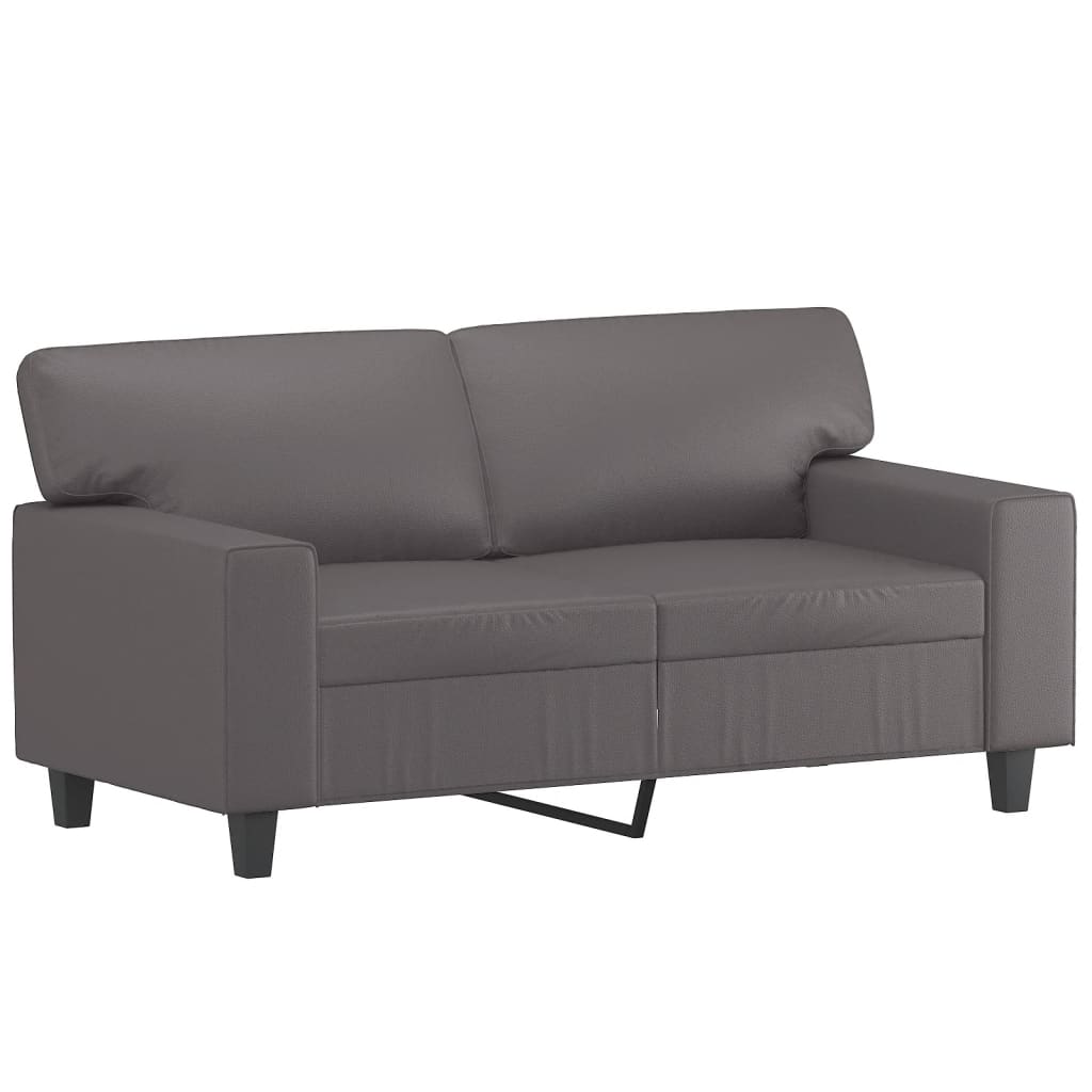 2-personers sofa med pyntepuder 120 cm kunstlæder grå