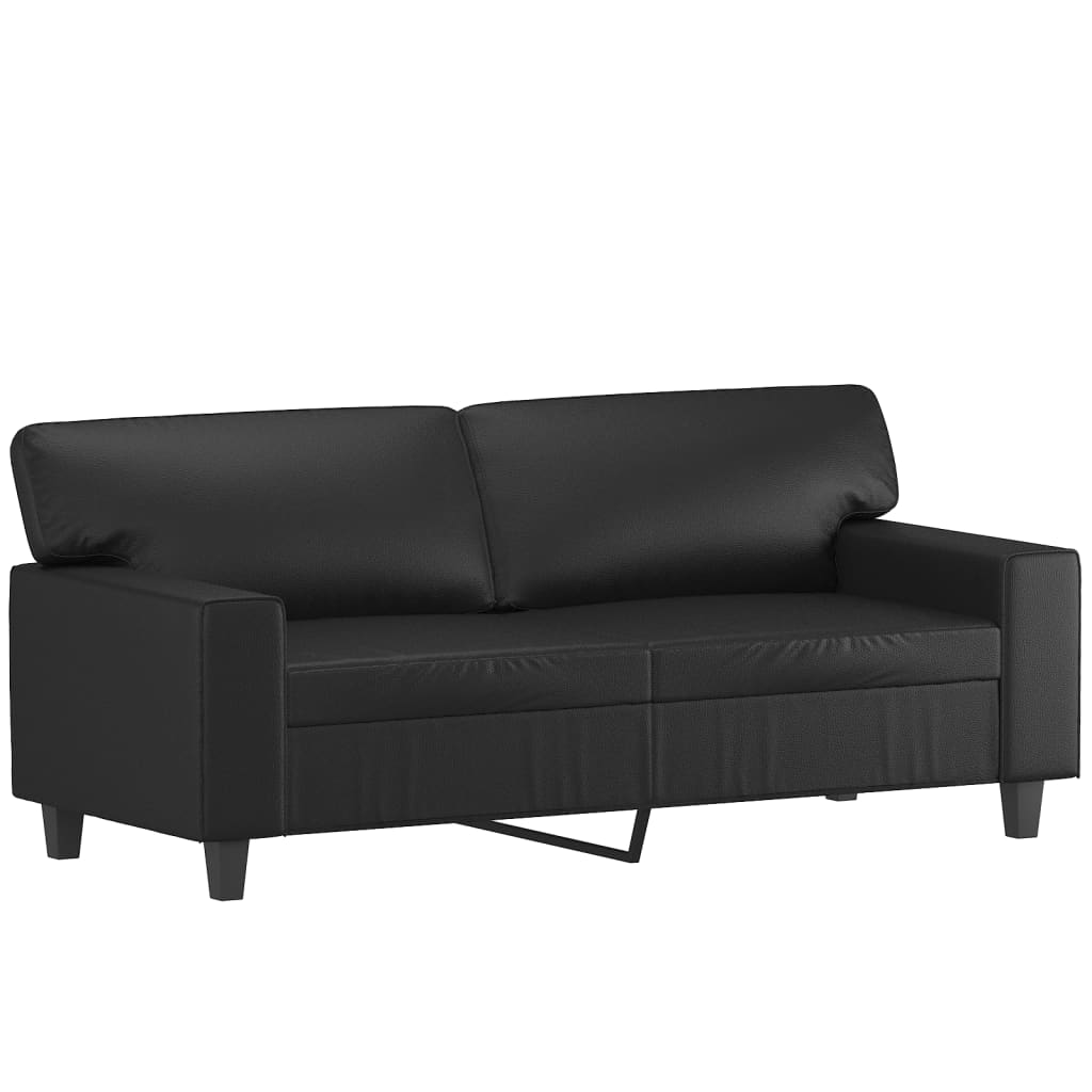 2-personers sofa med pyntepuder 140 cm kunstlæder sort