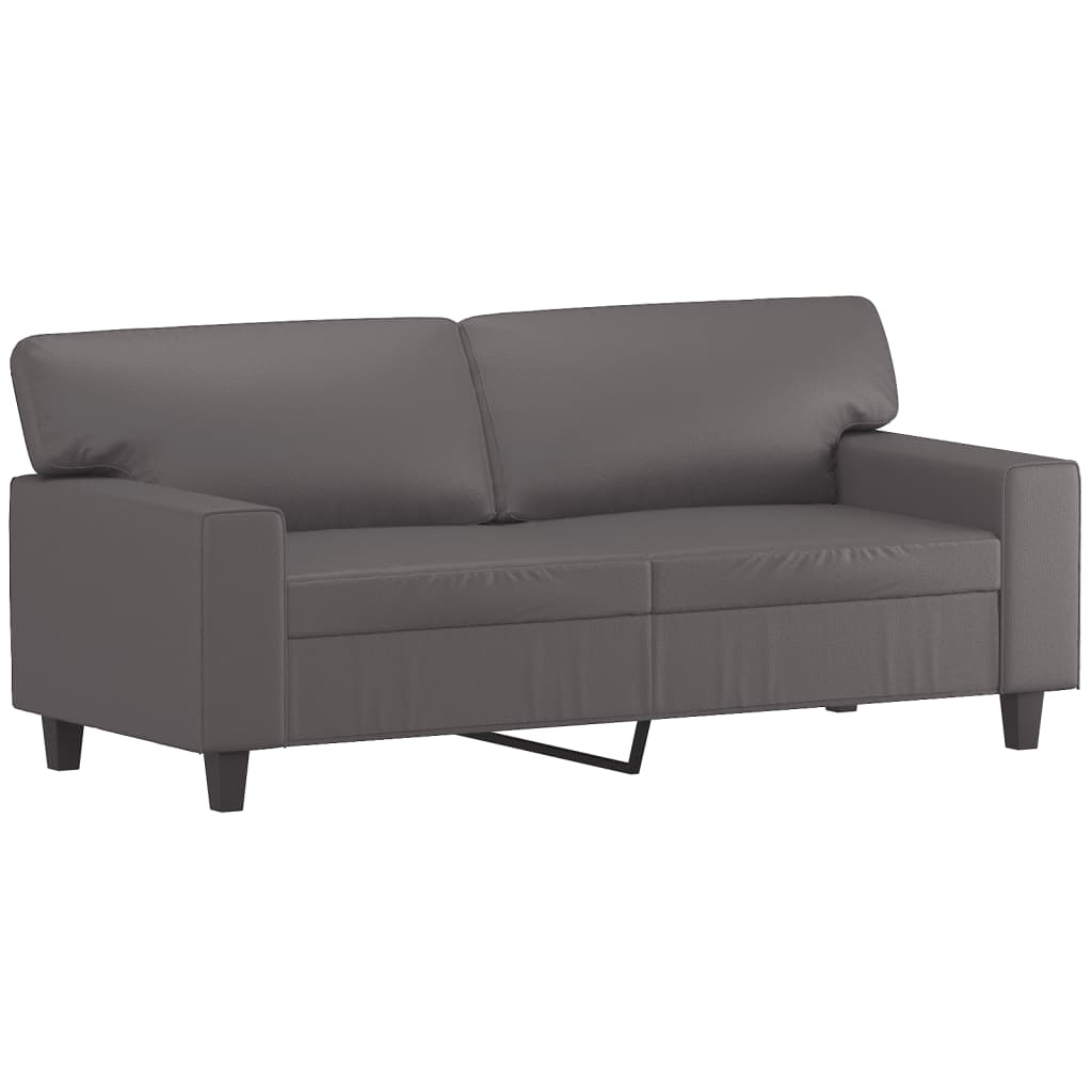 2-personers sofa med pyntepuder 140 cm kunstlæder grå