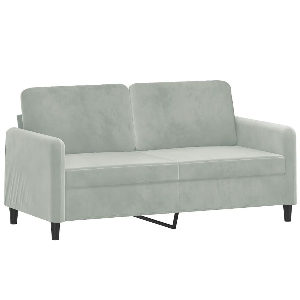 2-personers sofa med pyntepuder 140 cm velour lysegrå