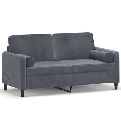 2-personers sofa med pyntepuder 140 cm velour mørkegrå