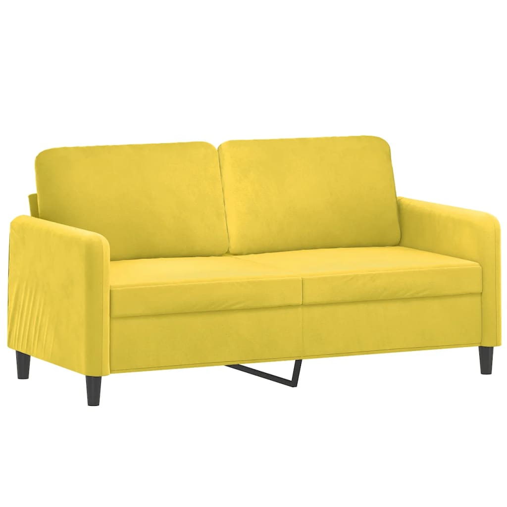 2-personers sofa med pyntepuder 140 cm velour gul