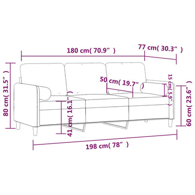 3-personers sofa med pyntepuder 180 cm velour mørkegrøn