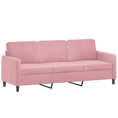 3-personers sofa med pyntepuder 180 cm velour pink