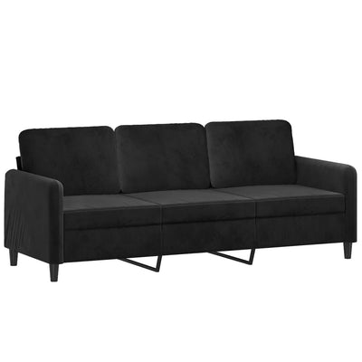 3-personers sofa med pyntepuder 180 cm velour sort