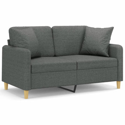 2-personers sofa med pyntepuder 120 cm stof mørkegrå