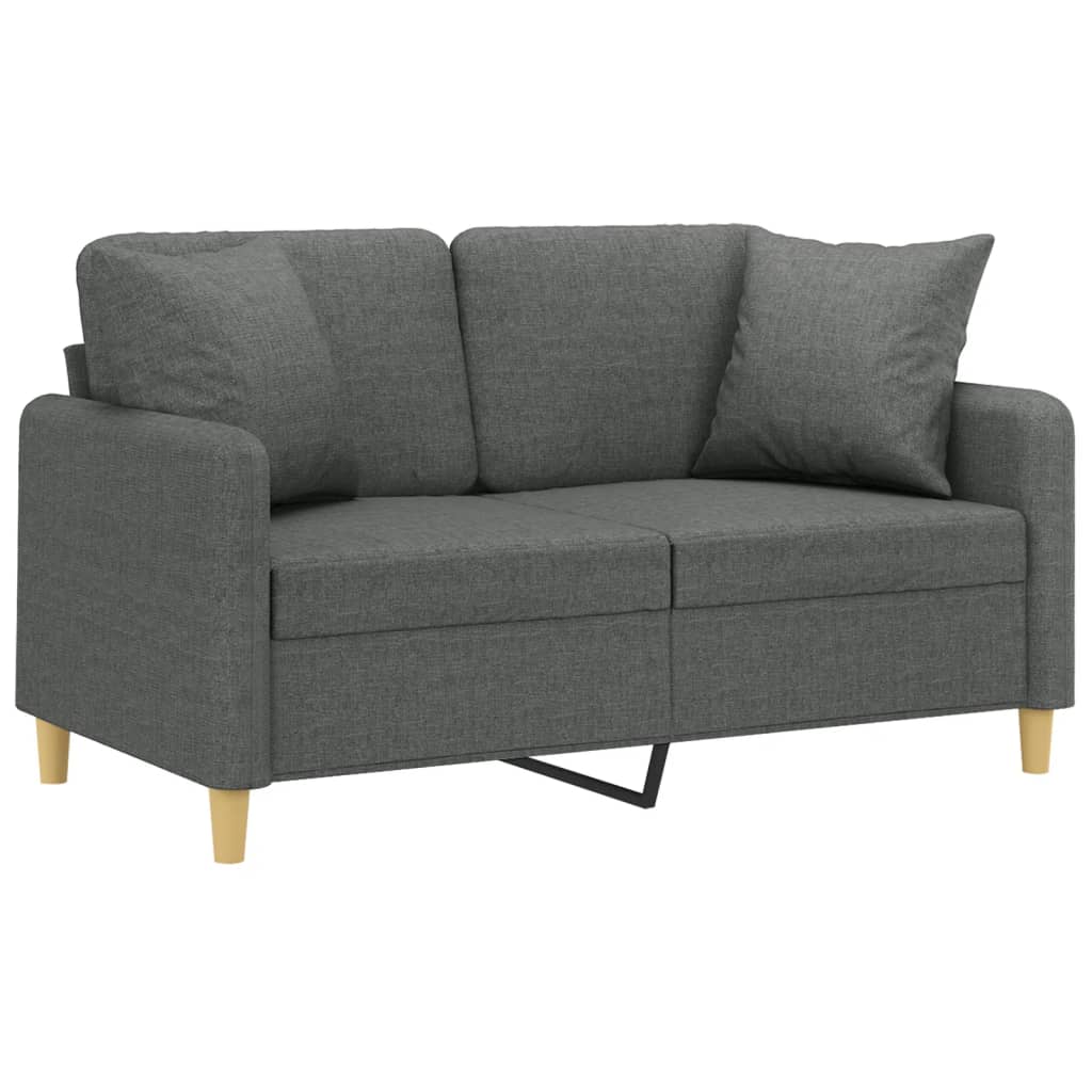 2-personers sofa med pyntepuder 120 cm stof mørkegrå