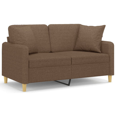 2-personers sofa med pyntepuder 120 cm stof brun