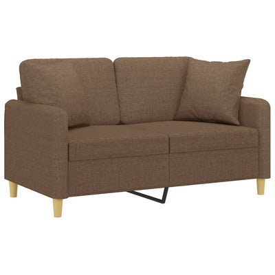 2-personers sofa med pyntepuder 120 cm stof brun