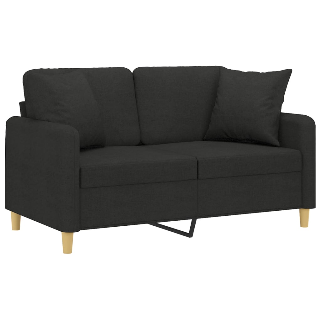 2-personers sofa med pyntepuder 120 cm stof sort