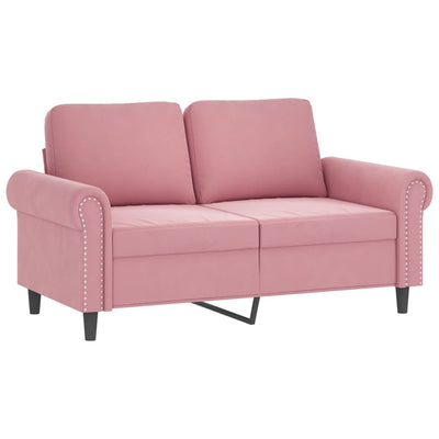 2-personers sofa med pyntepuder 120 cm velour pink