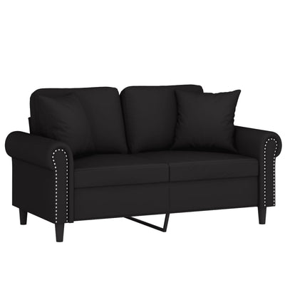 2-personers sofa med pyntepuder 120 cm velour sort