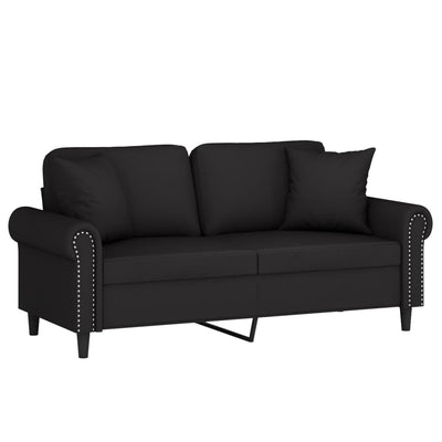 2-personers sofa med pyntepuder 140 cm velour sort