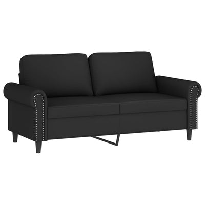 2-personers sofa med pyntepuder 140 cm velour sort