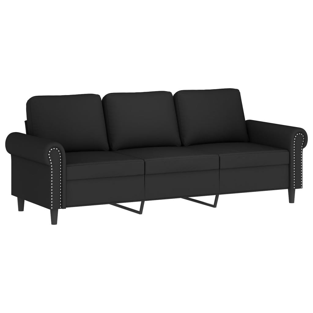 3-personers sofa med pyntepuder 180 cm velour sort