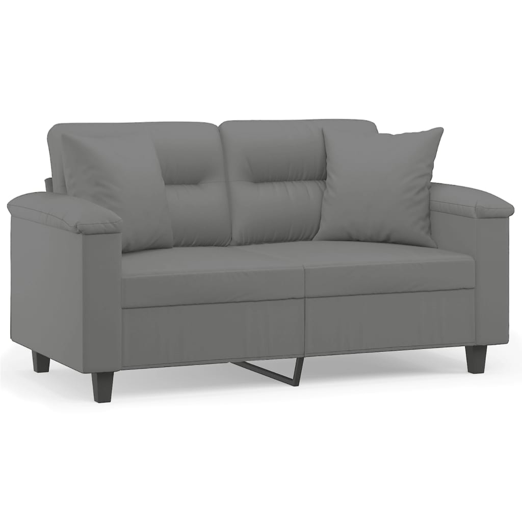 2-personers sofa med puder 120 cm mikrofiberstof mørkegrå