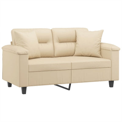 2-personers sofa med puder 120 cm mikrofiberstof cremefarvet