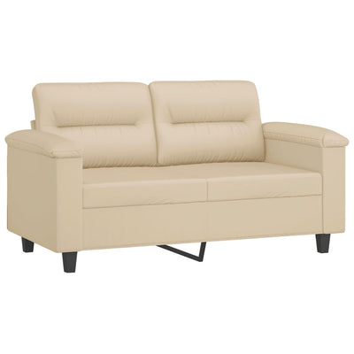 2-personers sofa med puder 120 cm mikrofiberstof cremefarvet