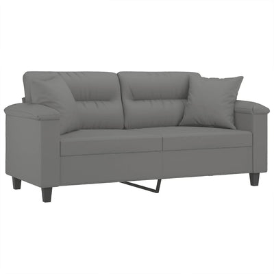 2-personers sofa med puder 140 cm mikrofiberstof mørkegrå