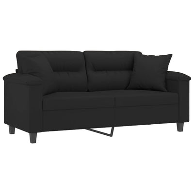 2-personers sofa med puder 140 cm mikrofiberstof sort