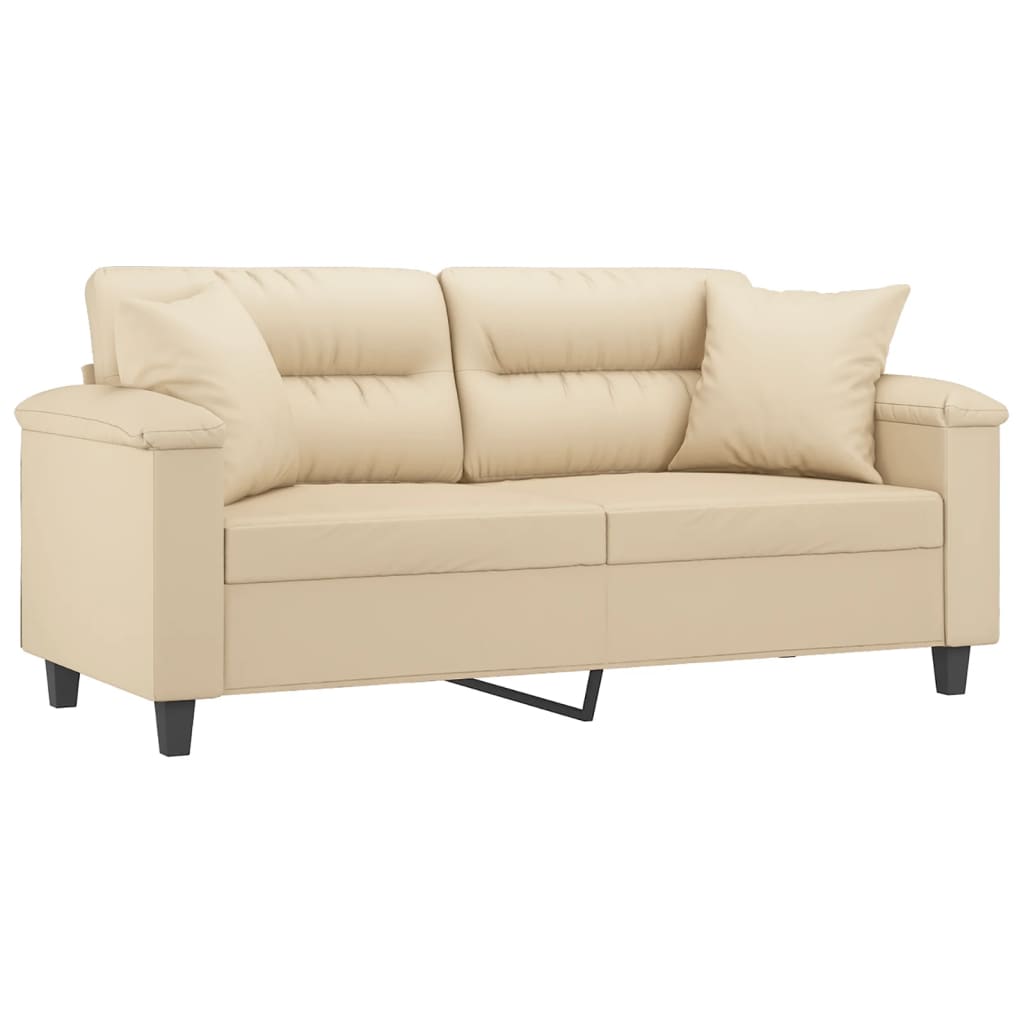 2-personers sofa med puder 140 cm mikrofiberstof creme